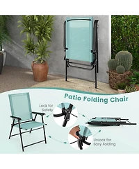 Sugift Patio Dining Chair Set of 2 with Armrests and Metal Frame