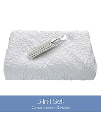 Awesome Home Starburst Water Repellent Crinkle Shower Curtain with Snap-in Liner and Hooks Set, 71"X72"