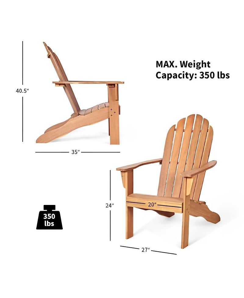 Vebreda Wood Outdoor Adirondack Chair with Ergonomic Design