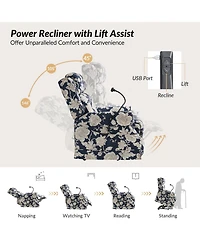 Hulala Home Ruprecht Farmhouse Lift Assist Power Recliner with Massage Heat and Manual Headrest
