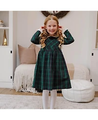 Hope & Henry Little Girls Organic Long Sleeve Peter Pan Collar Ruffle Cuff Party Dress