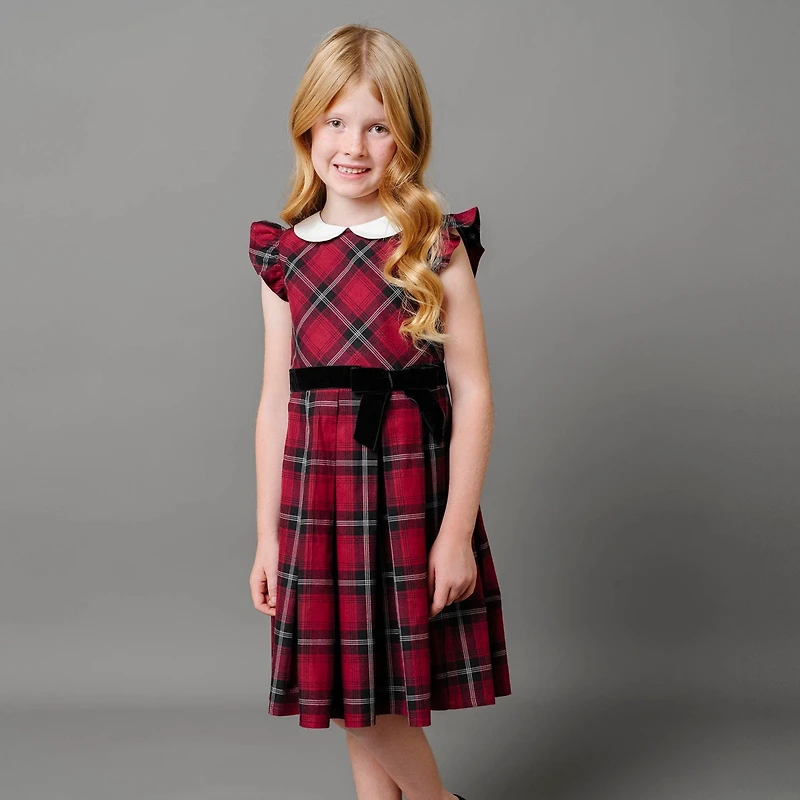 Hope & Henry Toddler Girls Organic Flutter Sleeve Peter Pan Collar Party Dress