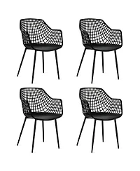 Sugift Set of 4 Heavy Duty Modern Dining Chair with Airy Hollow Backrest