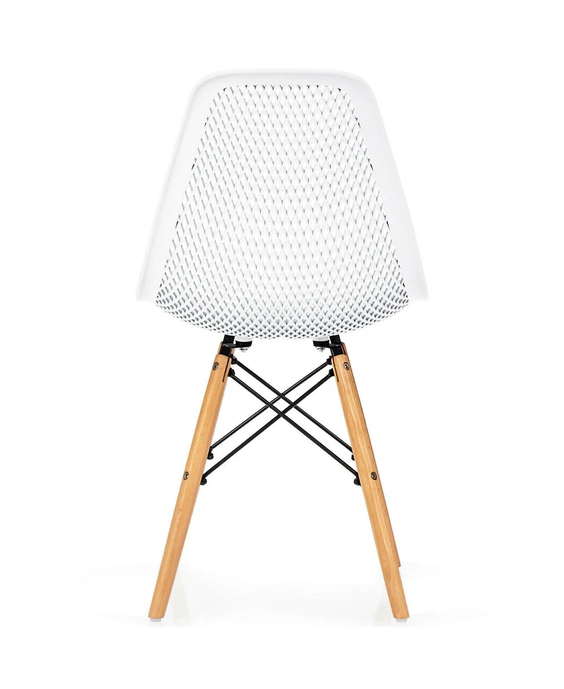 Sugift 4 Pieces Modern Plastic Hollow Chair Set with Wood Leg