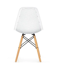 Sugift 4 Pieces Modern Plastic Hollow Chair Set with Wood Leg