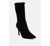 Himkok Distressed Denim Mid-Calf Boots
