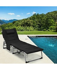 Inolait 4-Fold Oversize Padded Folding Lounge Chair with Removable Soft Mattress