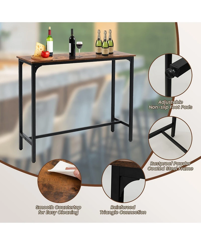 Sugift 48 Inch Outdoor Patio Dining Table with Steel Frame