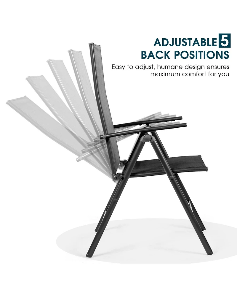 Sugift Set of 2 Adjustable Portable Patio Folding Dining Chair Recliners