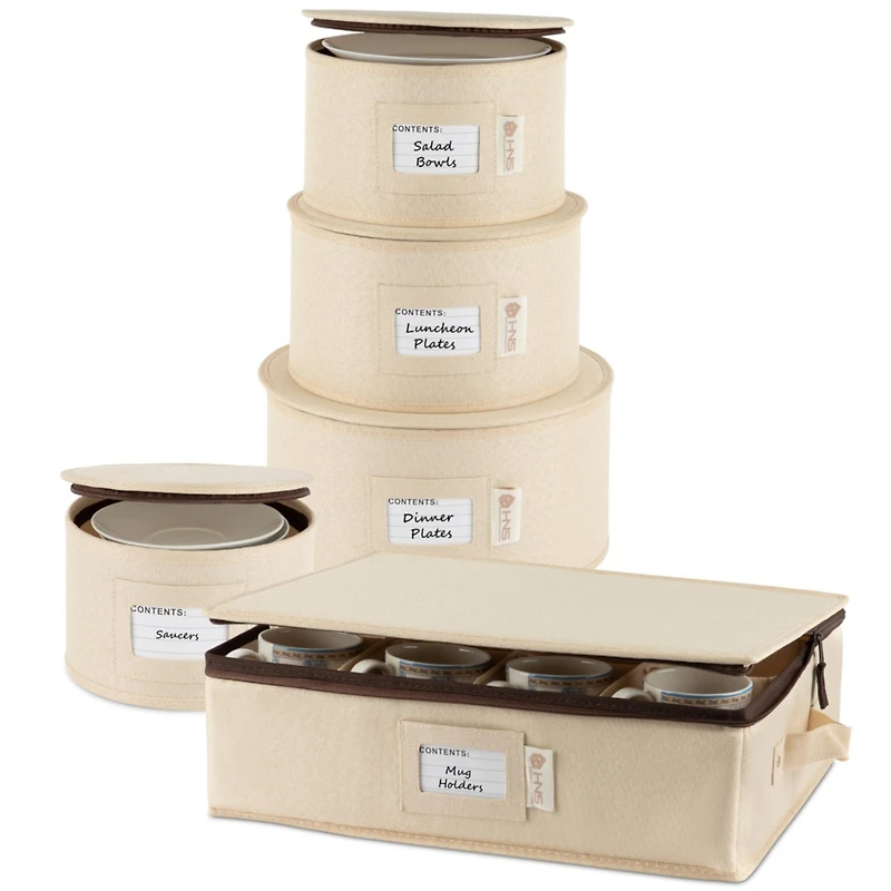 Hard Shell China Storage Containers 5-Piece Set Moving Boxes for Dinnerware Service 12