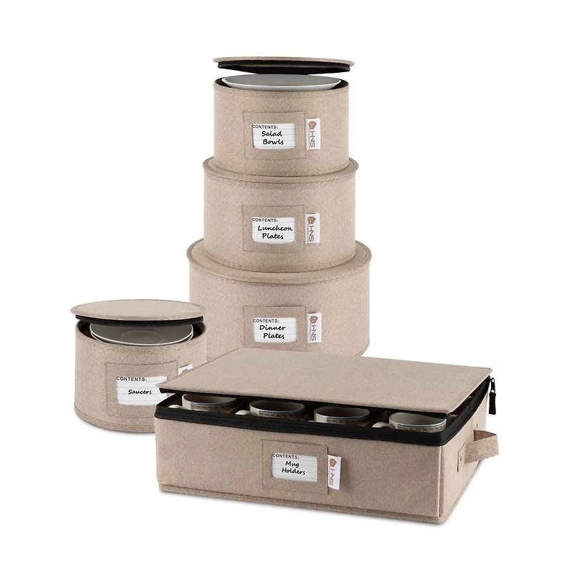 Hard Shell China Storage Containers 5-Piece Set Moving Boxes for Dinnerware Service for 12