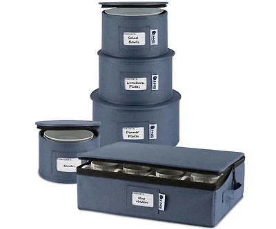 Hard Shell China Storage Containers 5-Piece Set Moving Boxes for Dinnerware Service for 12