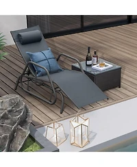 Sugift Outdoor Chaise Lounge Glider Chair with Armrests and Pillow