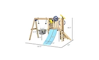 Slickblue Wooden Swing Set with Toddler Slide – Safe and Sturdy Outdoor Playset for Young Children, Perfect for Backyard Fun