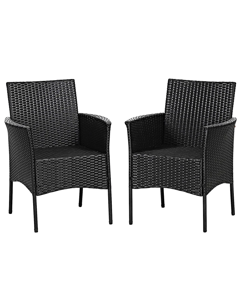 Sugift 2 Pieces Patio Wicker Chairs with Cozy Seat Cushions