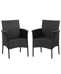 Sugift 2 Pieces Patio Wicker Chairs with Cozy Seat Cushions