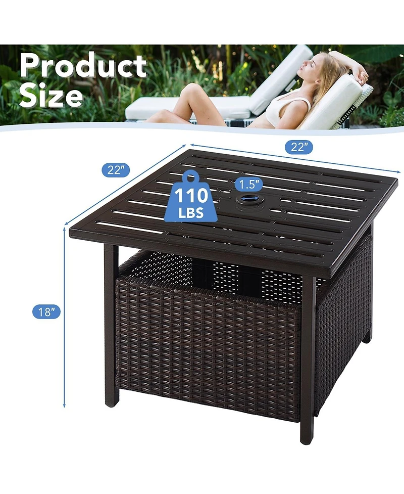 Inolait Outdoor Patio Rattan Wicker Steel Side Deck Table
