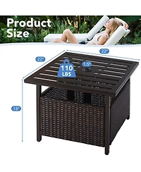 Inolait Outdoor Patio Rattan Wicker Steel Side Deck Table