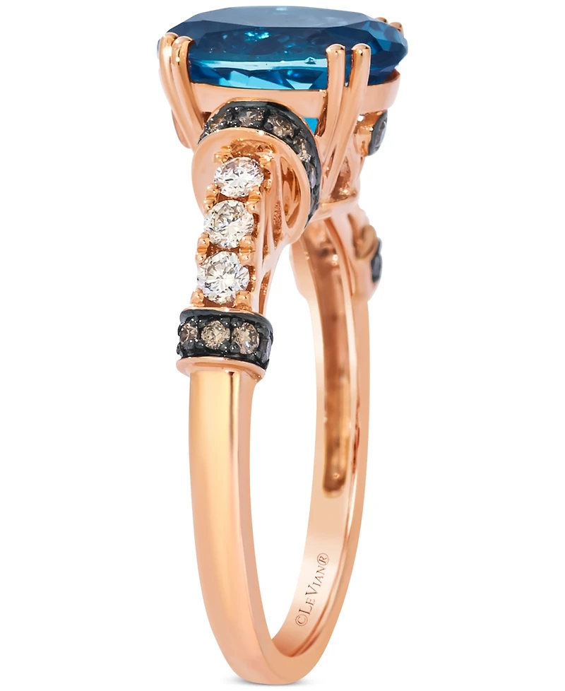 Le Vian London Blue Topaz (3 ct. t.w.) & Diamond (3/8 ct. t.w.) Ring in 14k Rose Gold
