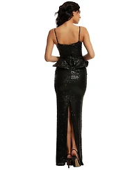 Dress the Population Women's Akiah Sequined Peplum Gown