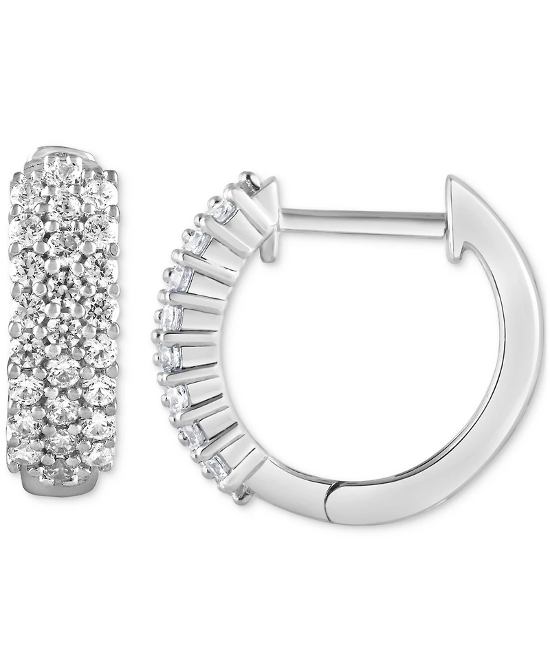 Diamond Triple Row Hoop Earrings (1/2 ct. t.w.) in 14k White Gold