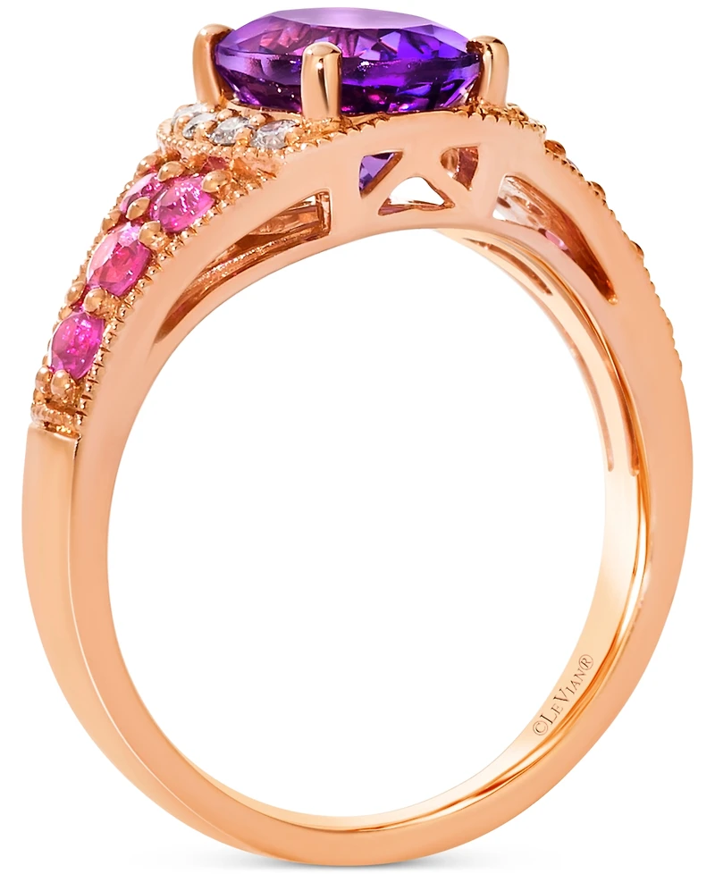Le Vian Amethyst (1-1/3 ct. t.w.), Pink Sapphire (3/8 ct. t.w.) & Nude Diamond (1/8 ct. t.w.) Ring in 14k Rose Gold