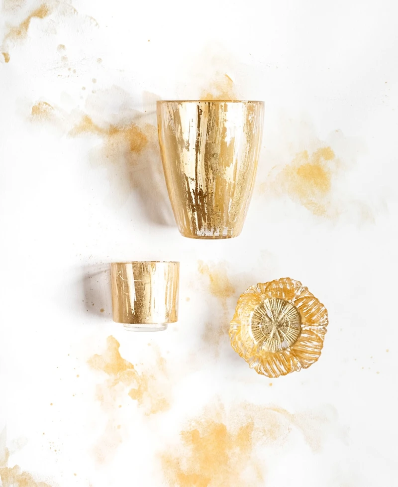 Vietri Rufolo Glass Gold Brushstroke Votive