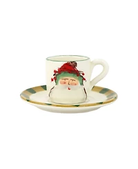 Vietri Old St. Nick Assorted Espresso Cups Saucer, Set of 4
