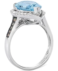 Le Vian Sea Blue Aquamarine (4-1/4 ct. t.w.) & Diamond (3/8 ct. t.w.) Pear-Shape Statement Ring in 14k White Gold