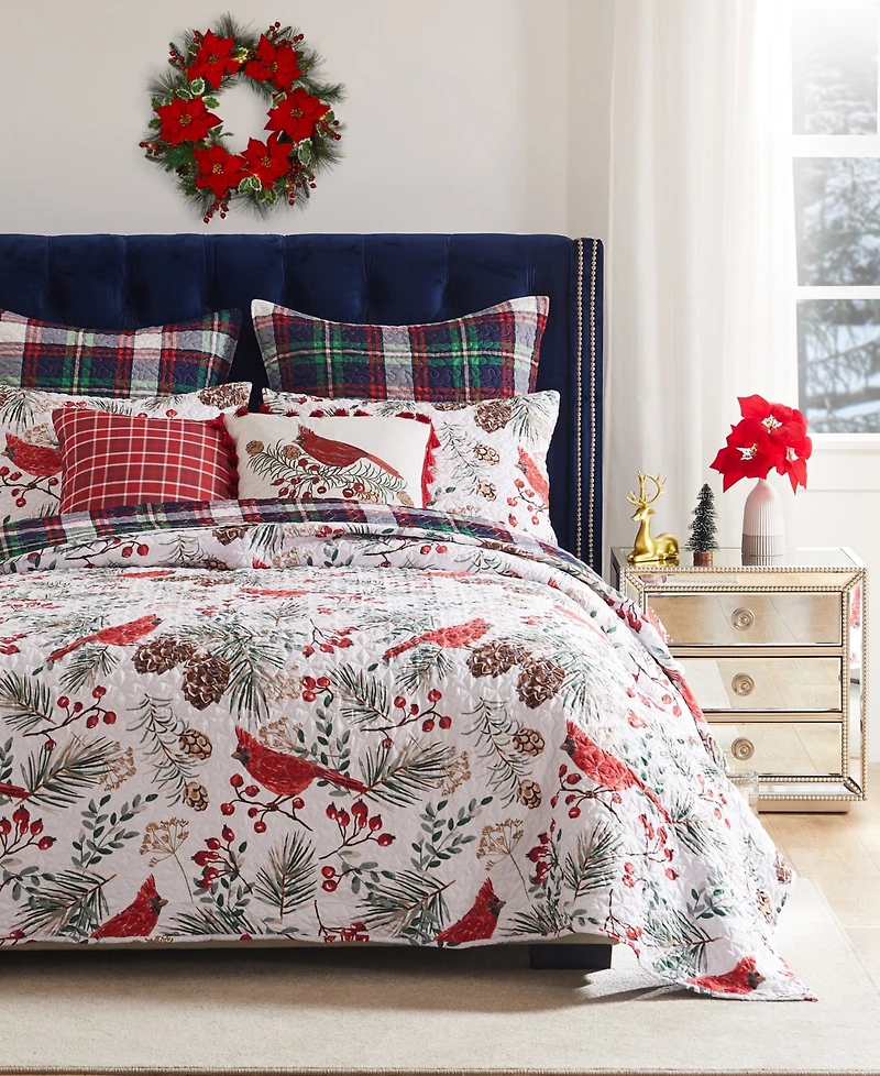 Greenland Home Fashions Cardinal Plaid Holiday 2-Pc. Quilt Set, Twin/Twin Xl