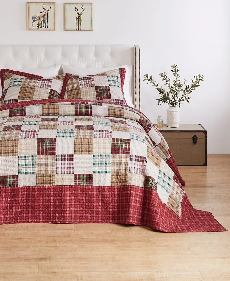 Greenland Home Fashions Oxford Traditional Plaid 3-Pc. Bedspread Set