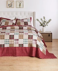 Greenland Home Fashions Oxford Traditional Plaid 3-Pc. Bedspread Set