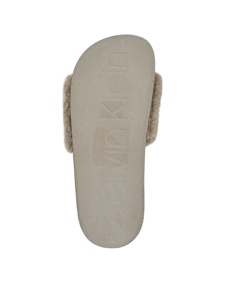Calvin Klein Women's Amaya Fuzzy Slide Sandals