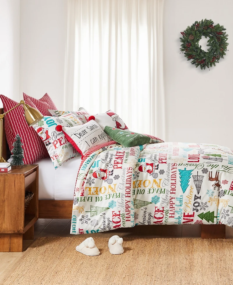 Levtex Merry Bright Santa Claus Lane Reversible -Pc. Duvet Cover Set