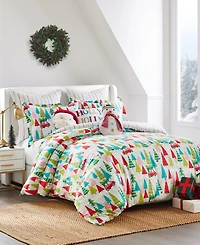 Levtex Merry Bright Holly Jolly Reversible 3-Pc. Duvet Cover Set, King