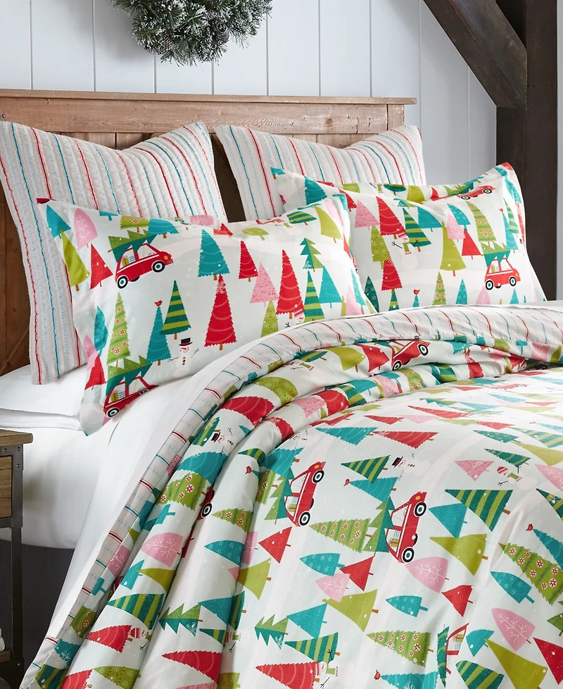 Levtex Merry Bright Holly Jolly Reversible 3-Pc. Duvet Cover Set, King