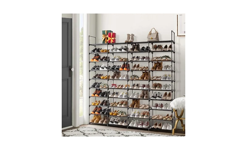 10-Tier Shoe Rack Organizer – Stackable Shoe Storage Shelf for 80 Pairs, Ideal for Entryway or Closet