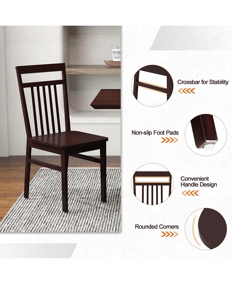 Sugift Set of 2 Farmhouse Dining Chair with Slanted High Backrest