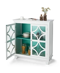 Sugift Kitchen Buffet Sideboard with Glass Doors and Adjustable Shelf