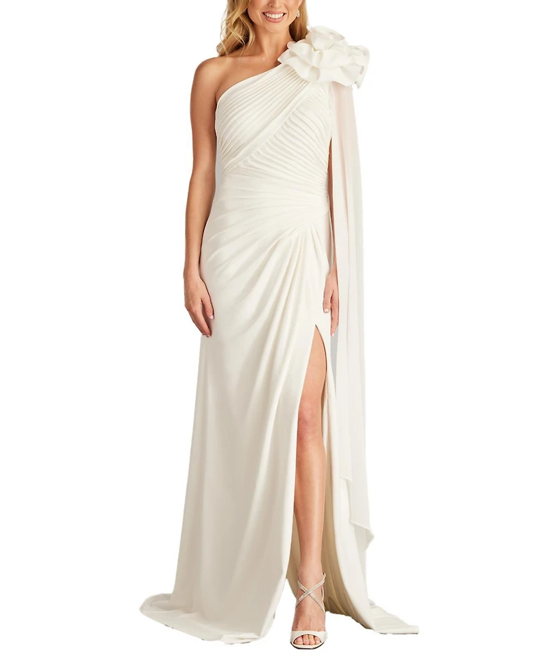 Tadashi Shoji Women's Amoret Rosette Shoulder Gown