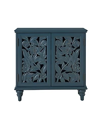 Hulala Home LuLu Traditional 32"Tall 2 Door Accent Cabinet Solid Wood Spindle Legs