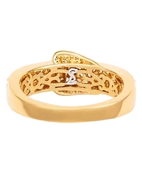 Suzy Levian Yellow Sterling Silver White Cubic Zirconia Buckle Ring