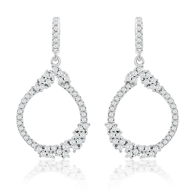 Suzy Levian White Cubic Zirconia Sterling Silver Open Pear Shape Drop Earrings