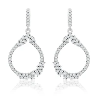 Suzy Levian White Cubic Zirconia Sterling Silver Open Pear Shape Drop Earrings