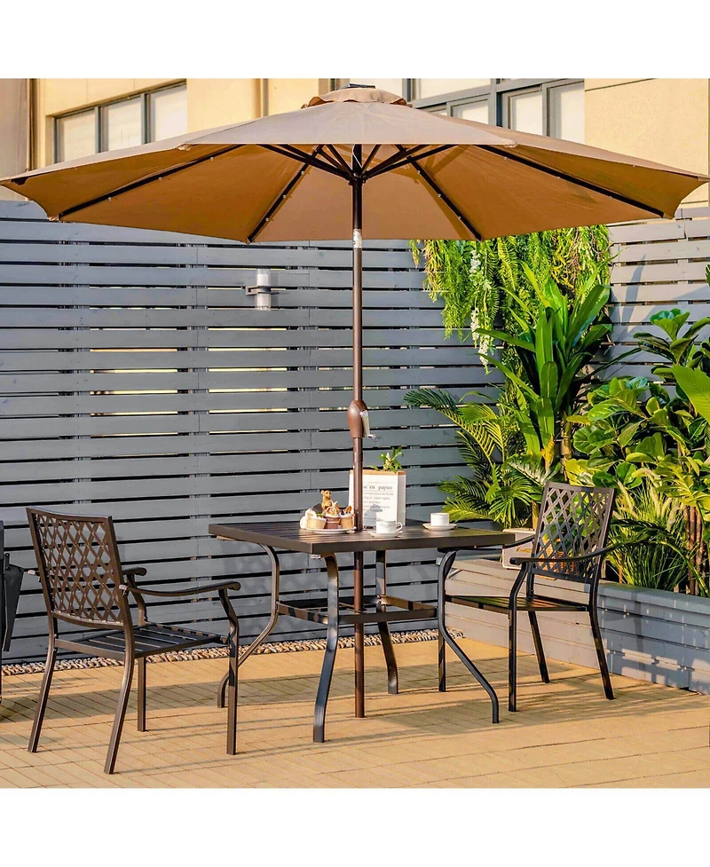 Inolait 37 Inch Square Patio Dining Table with Umbrella Pole Hole