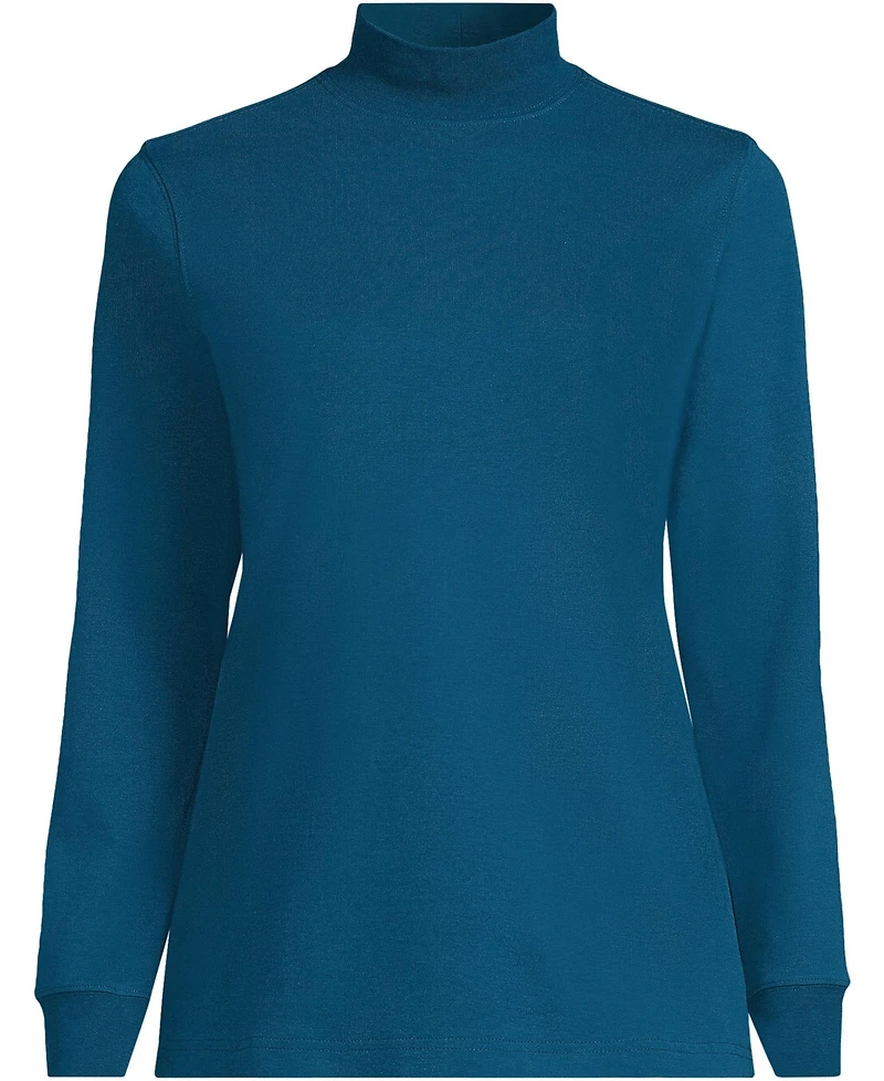 Lands' End Women's Relaxed Cotton Long Sleeve Mock Turtleneck