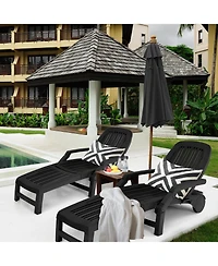 Sugift Adjustable Patio Sun Lounger with Weather Resistant Wheels