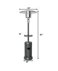 Gymax Outdoor Patio Heater Propane Standing Lp Gas Steel W/Table & Wheels Grey