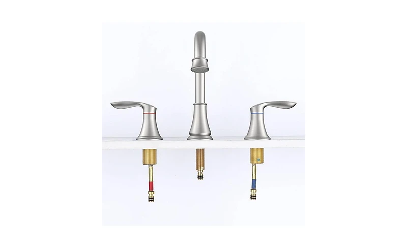 Slickblue 2-Handle 8-Inch Widespread Brushed Nickel Bathroom Sink Faucet for Lavatory Vanity Use