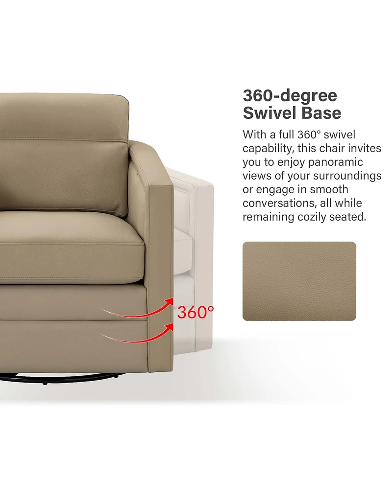 Hulala Home Jorge Contemporary Classic 28.74'' Wide Genuine Leather Swivel Chair